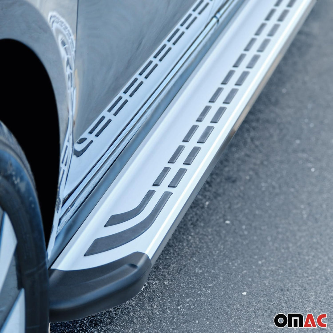 OMAC Trittbretter Seitenschweller kompatibel mit Ford Kuga St Line 2013-2020 Silber Schwarz 2X FABA