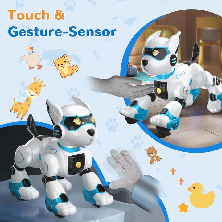PRANITE Roboter Hund, Programmierbarer Roboterhund Kinder Ferngesteuerter Spielzeug, Wiederaufladbar