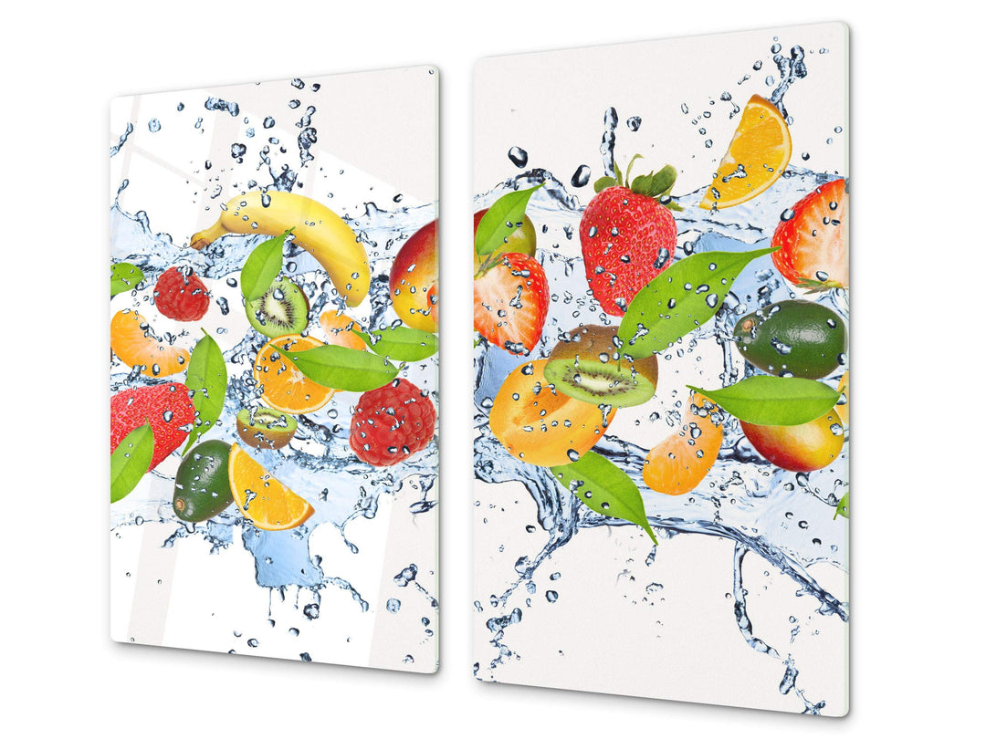 Küchenbrett aus Hartglas und Induktionskochplattenabdeckung – Schneideplatten SINGLE mit 60 x 52 cm