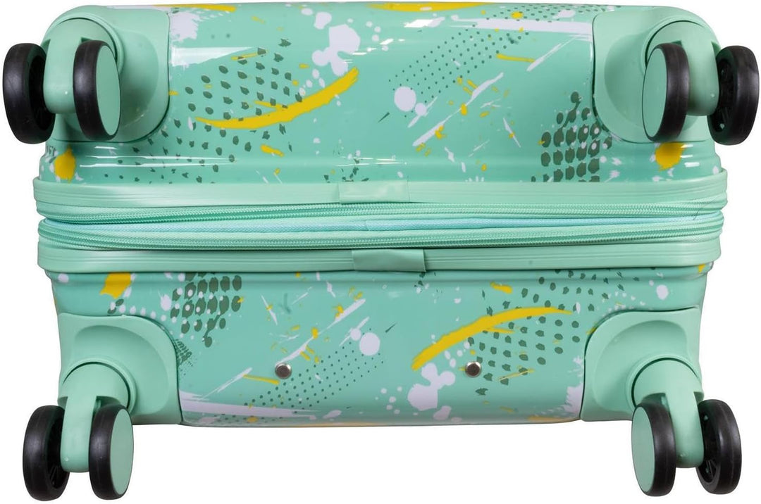 Hartschalen Koffer Trolley Cespara mit Dehnfalte mit modernem Motiv Print - Farbe Grün - Gr. XL