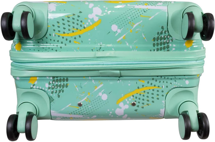 Hartschalen Koffer Trolley Cespara mit Dehnfalte mit modernem Motiv Print - Farbe Grün - Gr. XL