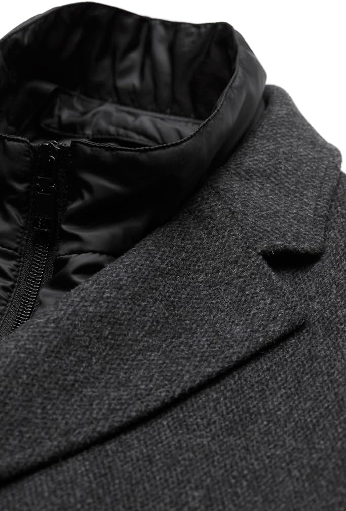 DIGEL Langarm Herrenmantel Deus mit Knopfleiste Muster schwarz 58 Grigio, 58 Grigio