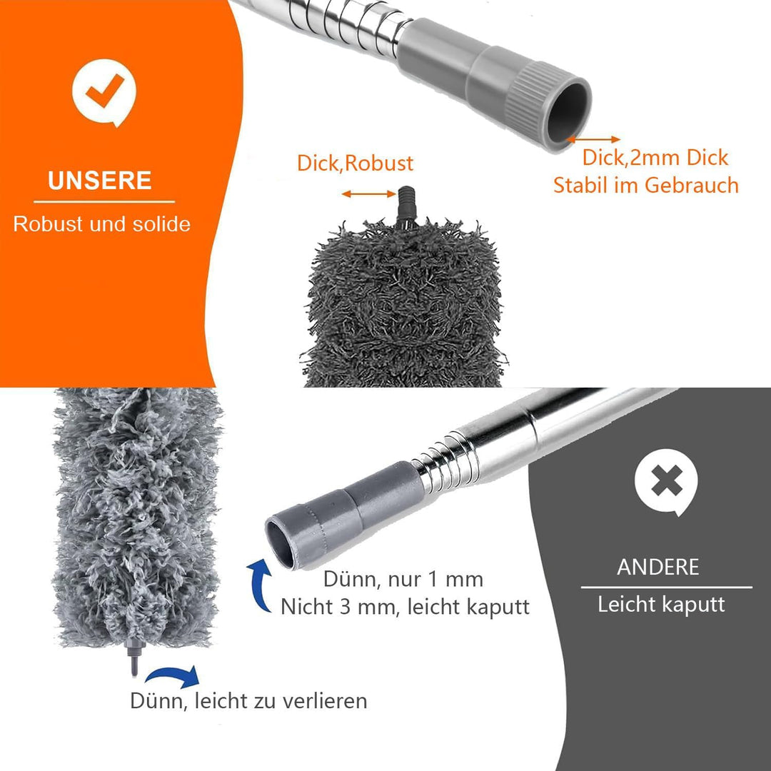 Staubwedel Teleskop Waschbar Mikrofaser Duster Lang Ausziehbar Bis 254cm | 3 Stück Staubwedel Lang A