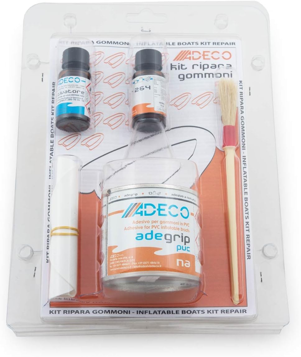 wellenshop Adeco Schlauchboot Reparatur-Set Adeco Grau Schwarz Weiss Orange, Schwarz