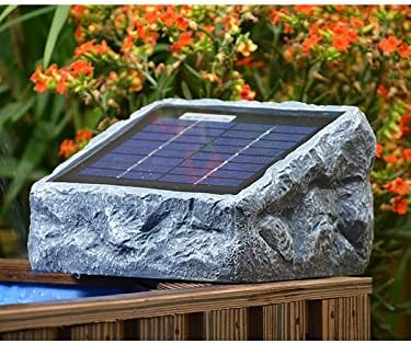 SOLAR TEICHPUMPE GARTENBRUNNEN mit AKKU und LED LICHT - WASSERSPIEL ZIERBRUNNEN VOGELBAD SOLARBRUNNE