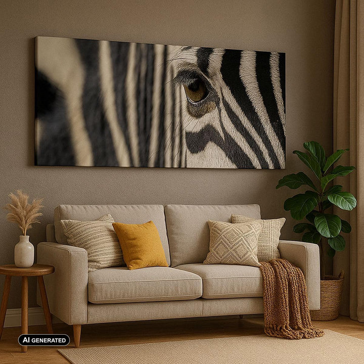 Panorama Bilder auf Leinwand 100x40cm Leinwandbild Zebra Streifen Tierwelt Safari Gross Wanddeko Bil