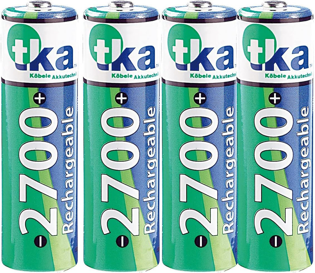 tka Köbele Akkutechnik AA Batterien: 20er-Set NiMH-Akkus Typ AA/Mignon, 2.700 mAh, mit Aufbewahrungs