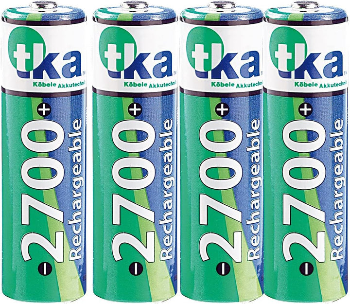 tka Köbele Akkutechnik AA Batterien: 20er-Set NiMH-Akkus Typ AA/Mignon, 2.700 mAh, mit Aufbewahrungs