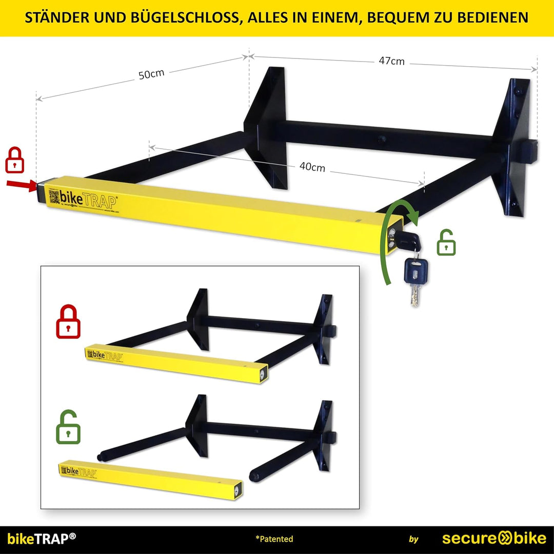 Secure Bike Anti-Diebstahl-Wandhalterung mit Schloss, hohe Sicherheit – Fahrräder beruhigt aufbewahr