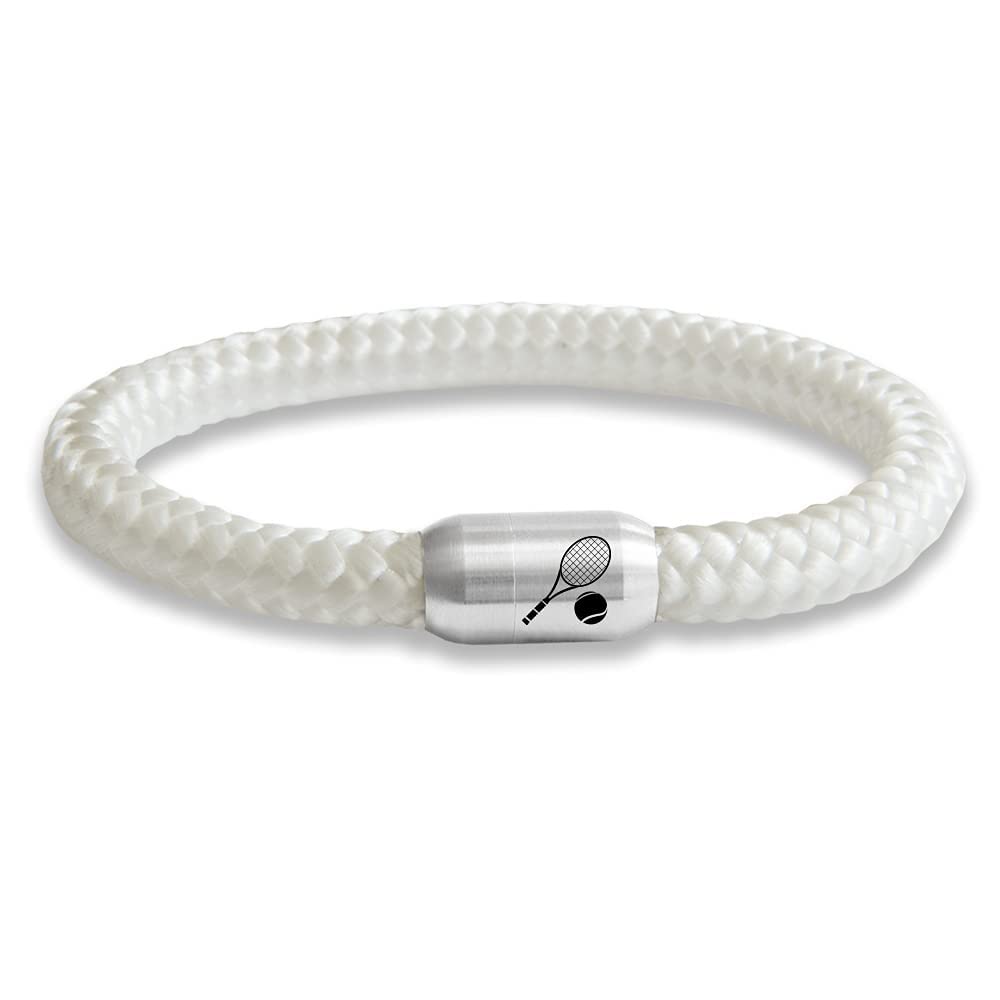 Das Original Tennis Club Segeltau-Armband, mit Tennisschläger-Gravur auf Magnetverschluss, 8 mm Durc
