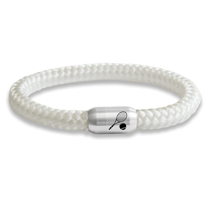 Das Original Tennis Club Segeltau-Armband, mit Tennisschläger-Gravur auf Magnetverschluss, 8 mm Durc