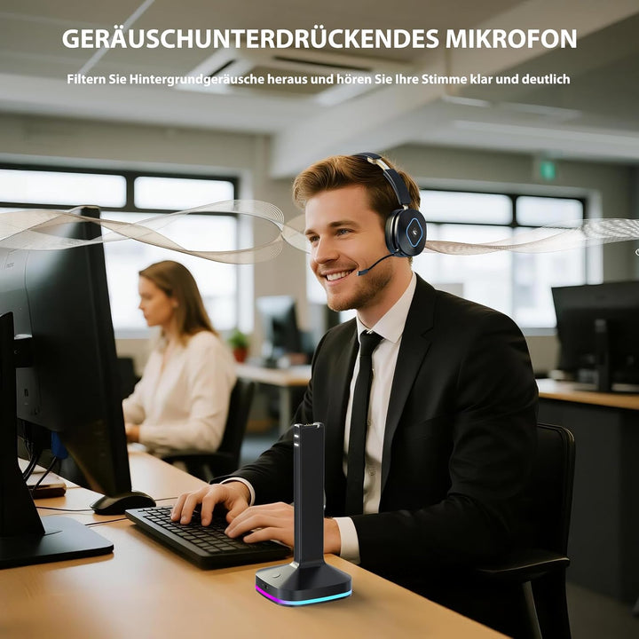 Earbay Kabelloses Headset mit Mikrofon für die Arbeit, V6.0 Bluetooth-Headset mit Geräuschunterdrück