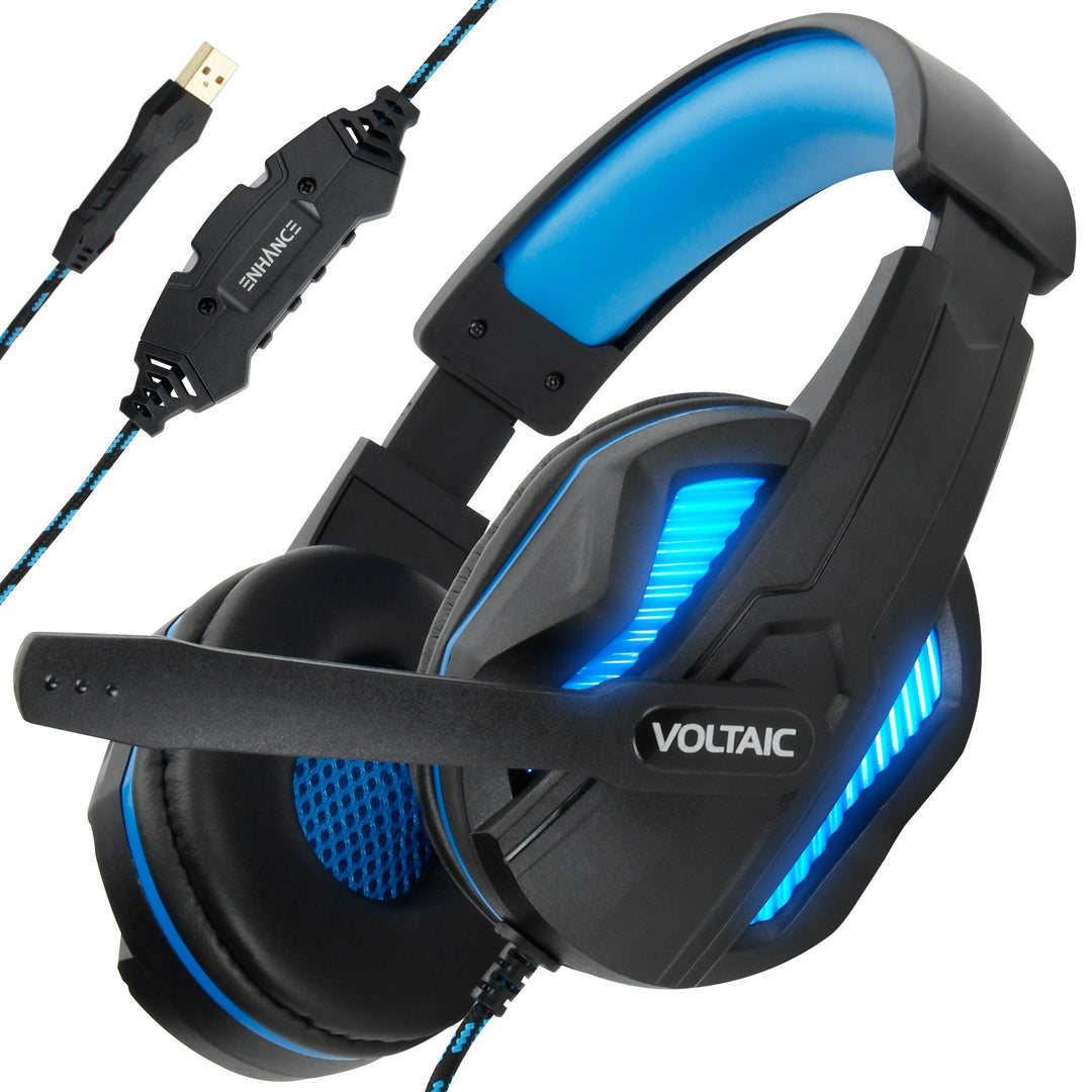 Enhance Gaming-Headset für PS4 mit 7.1-Surround-Sound – Voltaic PRO Esports-Computerkopfhörer mit Mi