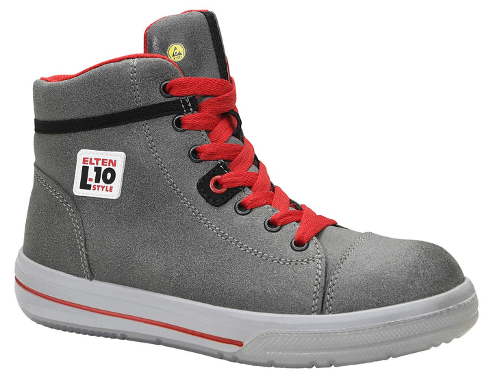 ELTEN Sicherheitsschuhe Vintage Lady Mid ESD S3, Damen, Leder, Stahlkappe, leicht, sportlich 35, Gra