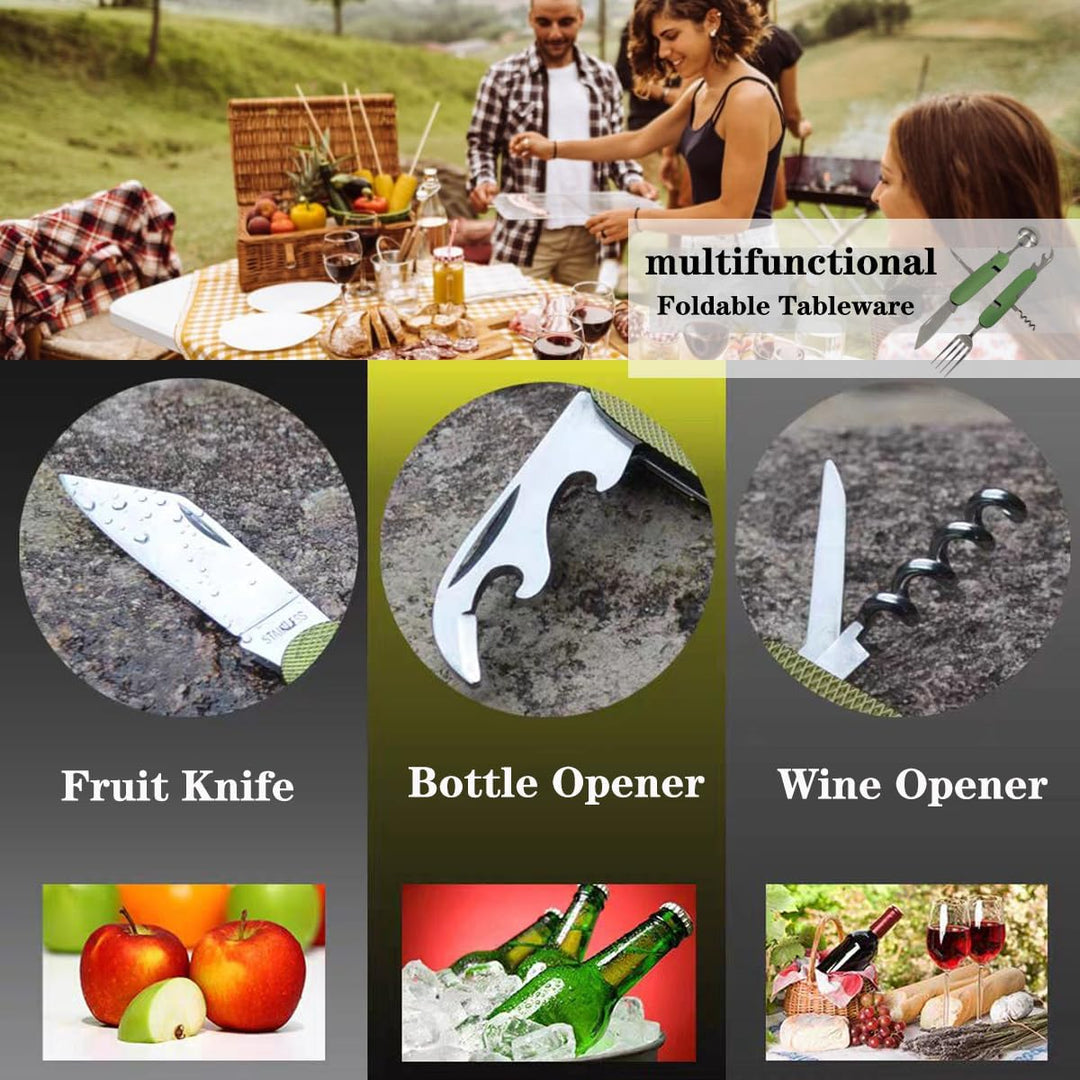 Hiwalker 6 in 1 Edelstahl Klapp besteck Camping besteck Set Outdoor Reise Besteck Kit Abnehmbare Ges