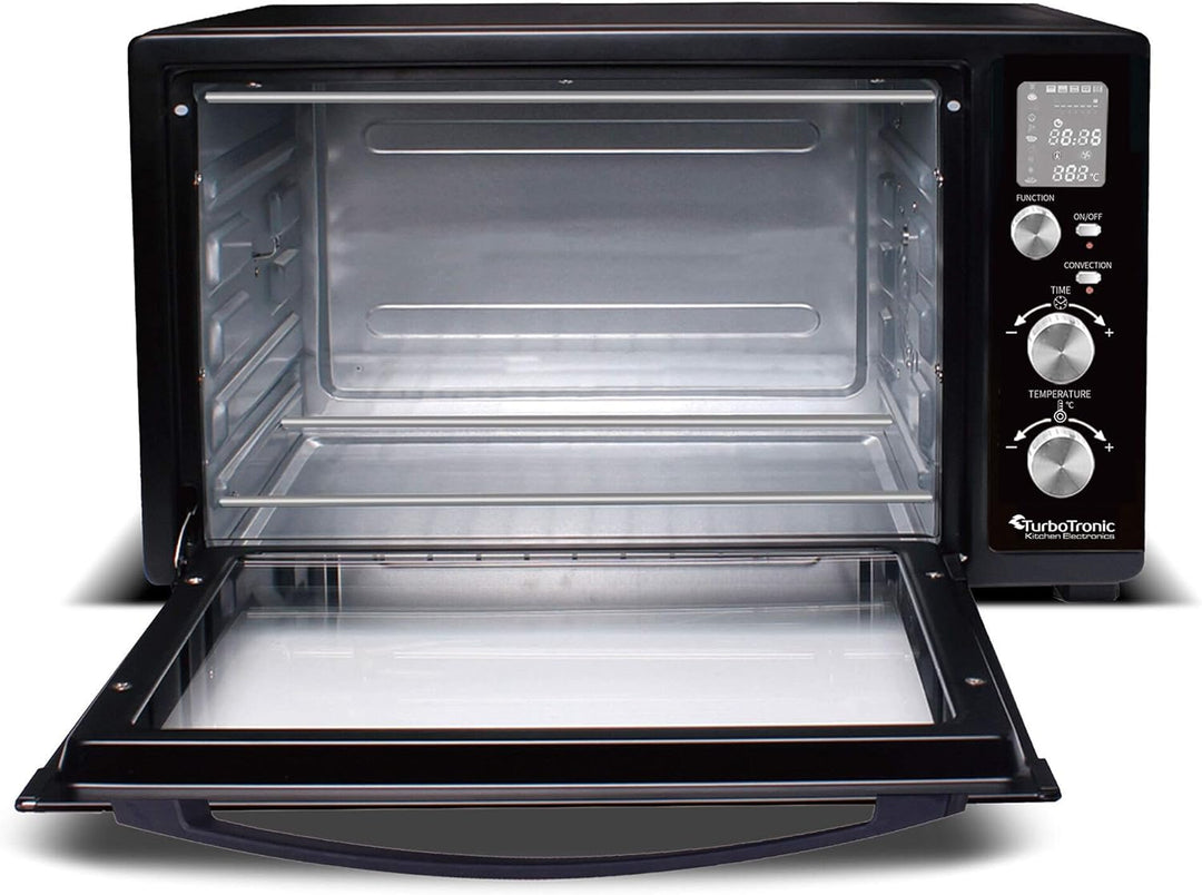 TurboTronic digitaler Minibackofen 45l schwarz 2000W, Drehspiess, 2 Backbleche, Timer, Dörrer, Dörrg