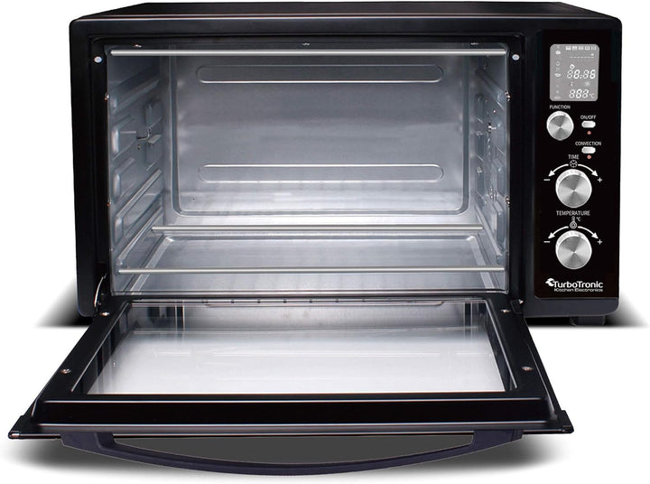TurboTronic digitaler Minibackofen 45l schwarz 2000W, Drehspiess, 2 Backbleche, Timer, Dörrer, Dörrg