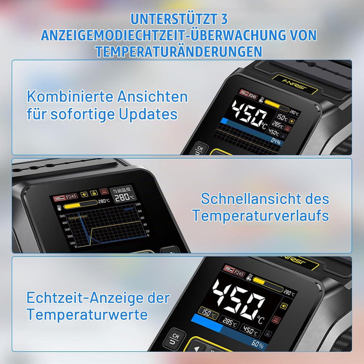 DWS-200 Lötstation Profi Lötkolben Station Set 100-450°C Keramikheizelement LCD-Display für Elektron