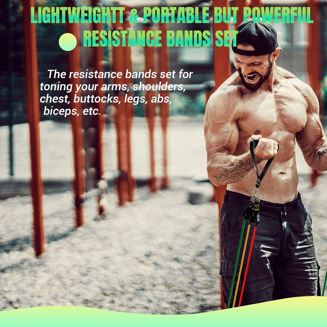 Resistance Bands Widerstandsbänder Set, 5 Fitnessbänder Expander Tube Bands, Fitnessband mit Grossem