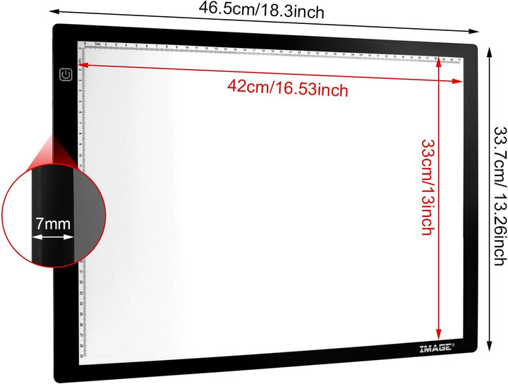IMAGE Leuchttisch A3 LED Licht Pad magnetischer Leuchtkasten dimmbares Zeichenbrett mit USB Kabel Co