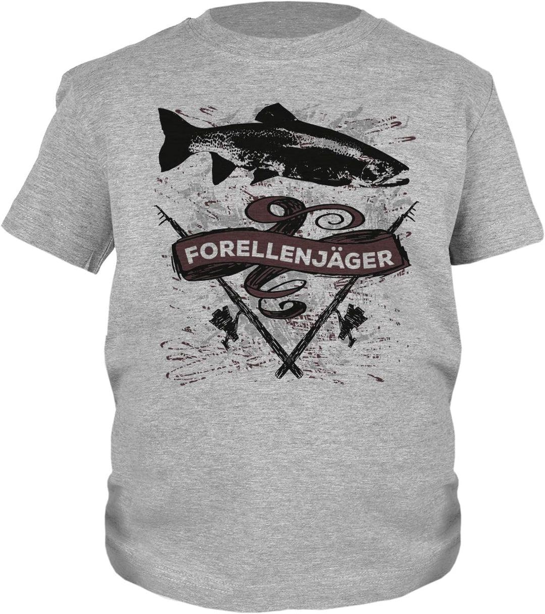 Kinder Angler T-Shirt, Kinder-Shirt Motiv Angel-Sport : Forellenjäger,- Bekleidung Kinder Angeln, Co