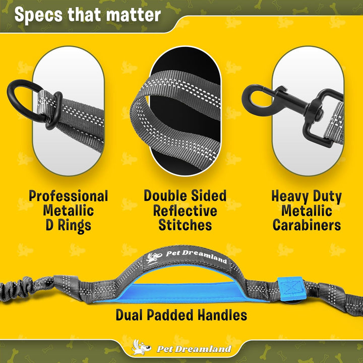 Double Dog Leash for Big Dogs - Two Dogs Coupler Hands Free No Pull Tandem Dual Leash for Large Dogs
