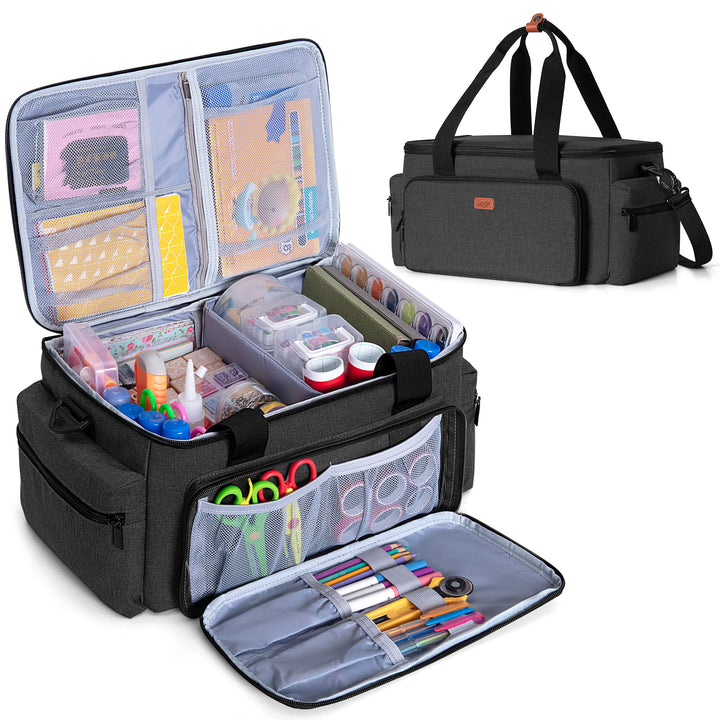 Luxja Nähen Organizer Tasche für Nähzubehör und Nähmaschine Zubehör, NUR Tasche, OHNE ZUBEHÖR Schwar