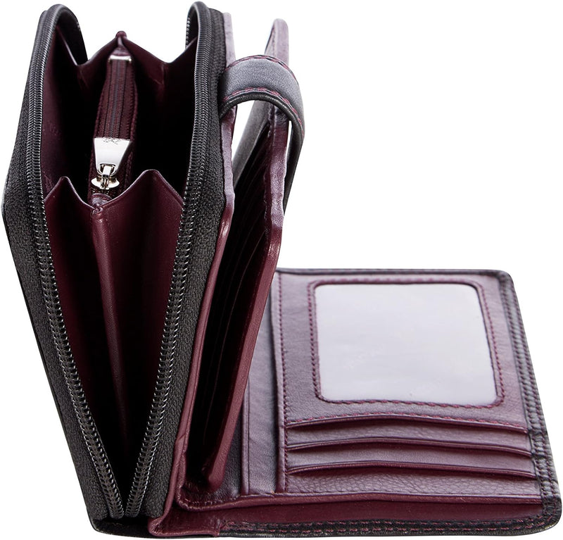 VISCONTI ® Leder Portemonnaie Damen RFID Schutz Geldbeutel Damen Geldbörse Bifold Mehrfarbig Portmon