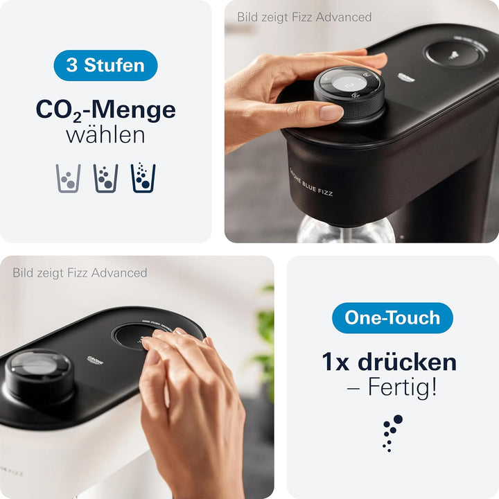 GROHE Blue Fizz - Wassersprudler Starter Set (3 einstellbare CO2 Stufen, ohne CO2 Flasche, 1x 0,85l