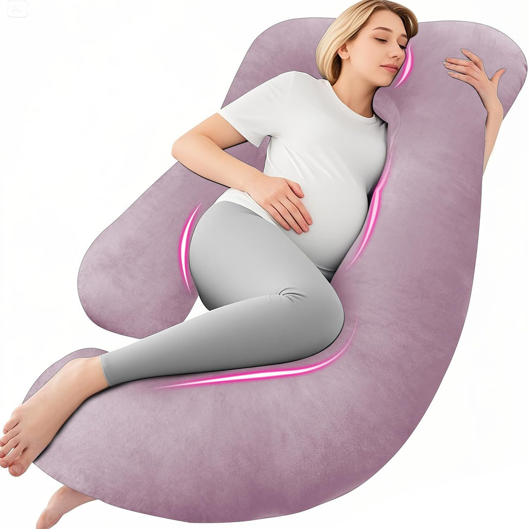 Chilling Home Schwangerschaftskissen J Form, Seitenschläferkissen mit Bezug J Kissen Stillkissen Gro