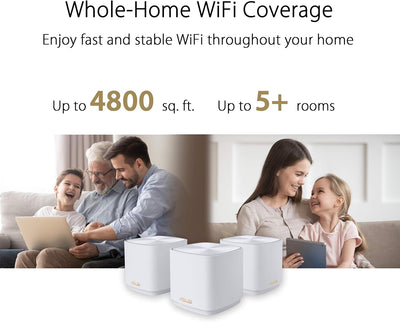 Asus Ai Mesh AX-WLAN System ZenWiFi XD4 Weiss kombinierbarer Router (1er Pack, AX1800 WiFi 6, 2x Gig