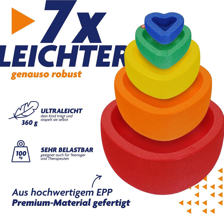 Rocks, Sensorische Balanciersteine für Kinder – 5er Set – Belastbar, Fördert Gleichgewicht, Motorik