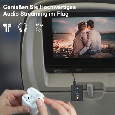 1Mii Bluetooth 5.3 Adapter Transmitter für TV Audio auf 2 Kopfhörer, 2-in-1 Bluetooth Sender Empfäng