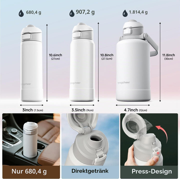 Magcheer Trinkflasche mit Handyhalterung 1L Magnetische Wasserflasche 360° Verstellbar Flasche Magne