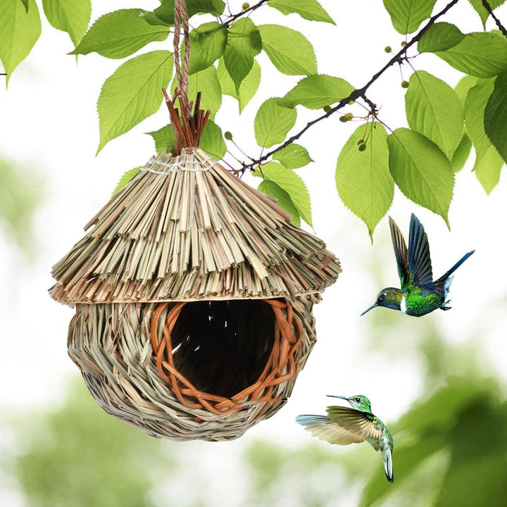 Vogelnest Gras, 2 Stück Gras Bird Nest, Handgewebte Vogelhäuser, Verschleissfest Hängender Vogelnest