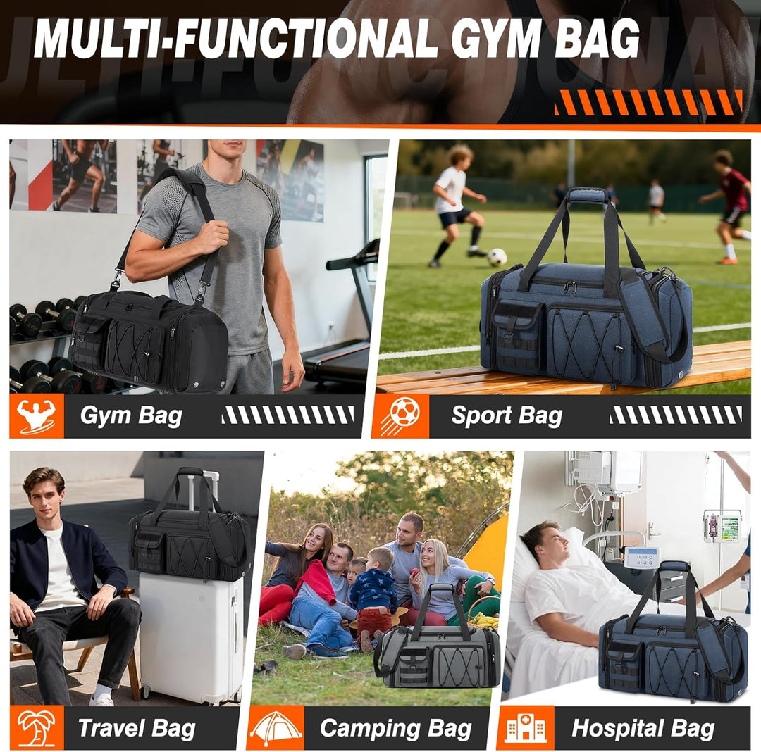 RAINSMORE Sporttasche Herren 40L Wasserdicht Sporttaschen mit Schuhfach Nassfach Erweiterbare Reiset