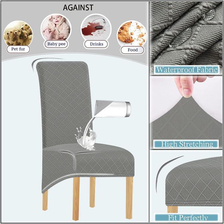 1/2/4/6 PCS Diamond Lattice FStretch wasserdichte XL Stuhlhussen für Esszimmer, Spandex Large Dining