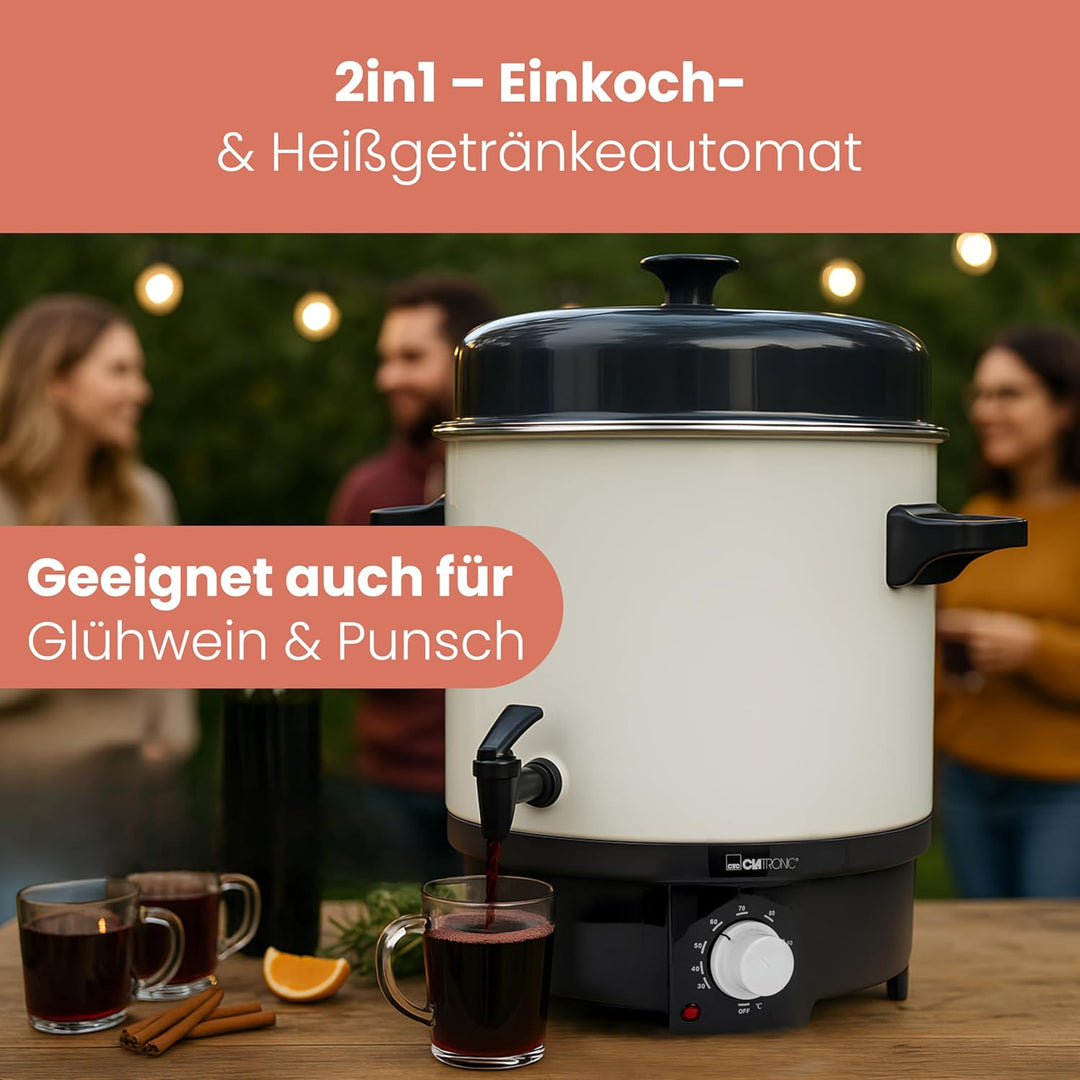 Clatronic EKA 3338 Einkochautomat mit Zapfhahn, 25 Liter, Heissgetränkeautomat, zum Erhitzen und War