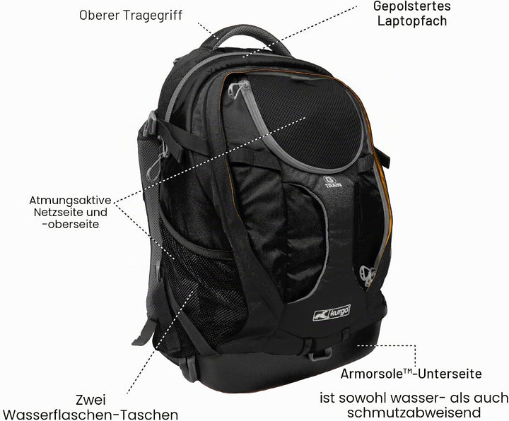 Kurgo G-Train Hunderucksack, Mit integriertem Haustierfach, Wasserfester Boden, Für Haustiere bis zu