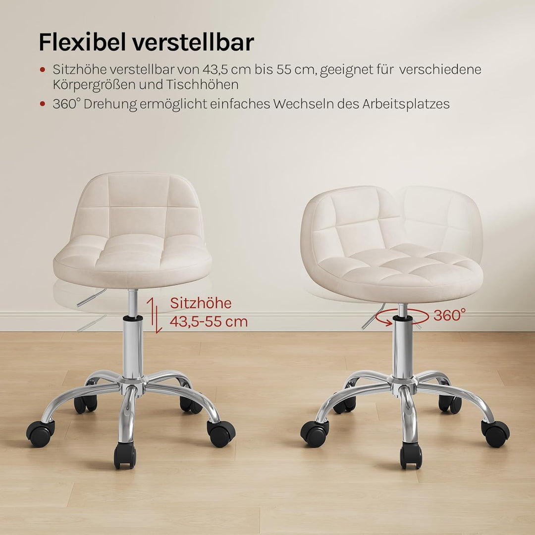 WOLTU Bürohocker mit Rollen, Schminktisch Stuhl höhenverstellbar, Rollrocker mit niedriger Rückenleh