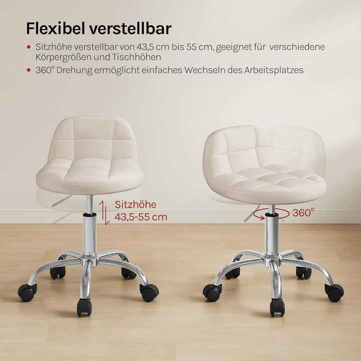 WOLTU Bürohocker mit Rollen, Schminktisch Stuhl höhenverstellbar, Rollrocker mit niedriger Rückenleh