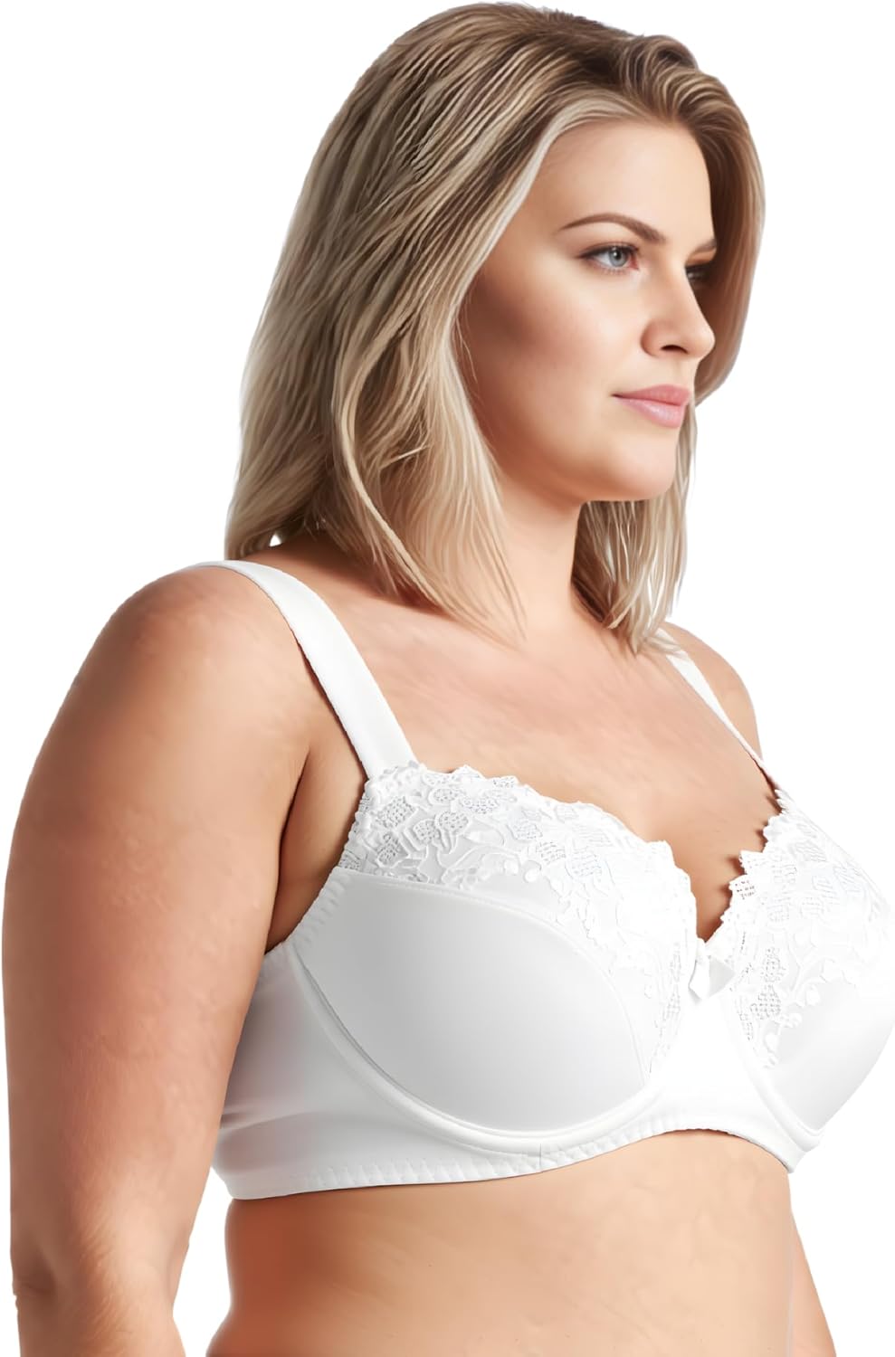 Curve Muse Übergrösse Minimizer Bügel Ungefütterte BHS mit Stickspitze - 3er Pack 75D Weiss,schwarz,
