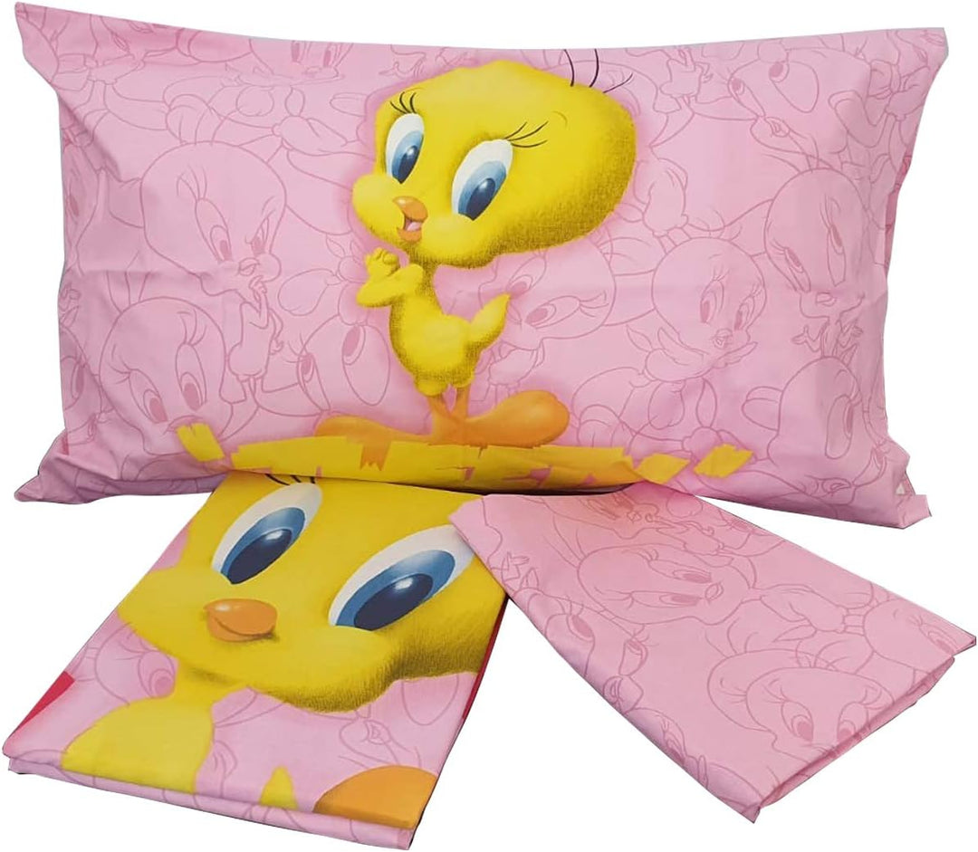 Warner Bros Completo Letto 1 Piazza Tweety, 100% Baumwolle, Pink, Gelb