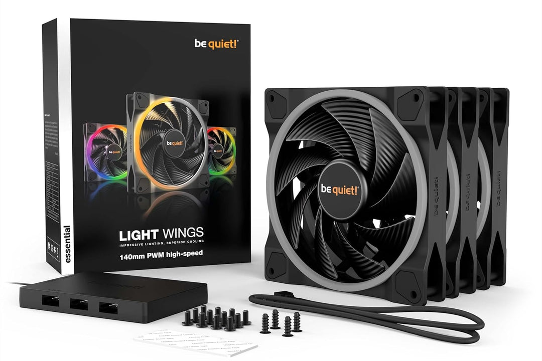 be quiet! Light Wings 140mm PWM high-speed Lüfter 3er Pack ARGB-Beleuchtung leiser Gehäuselüfter 4-p