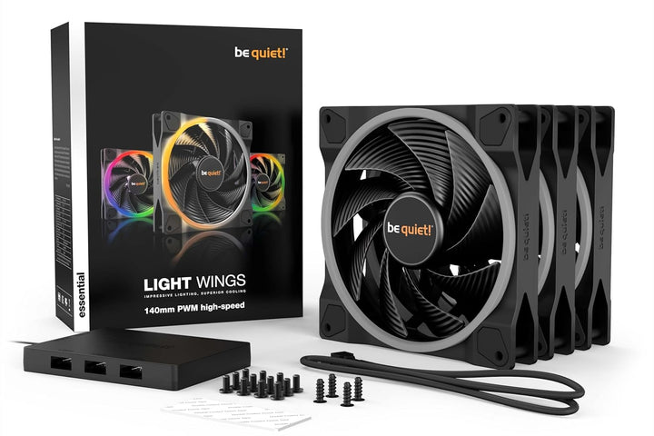 be quiet! Light Wings 140mm PWM high-speed Lüfter 3er Pack ARGB-Beleuchtung leiser Gehäuselüfter 4-p