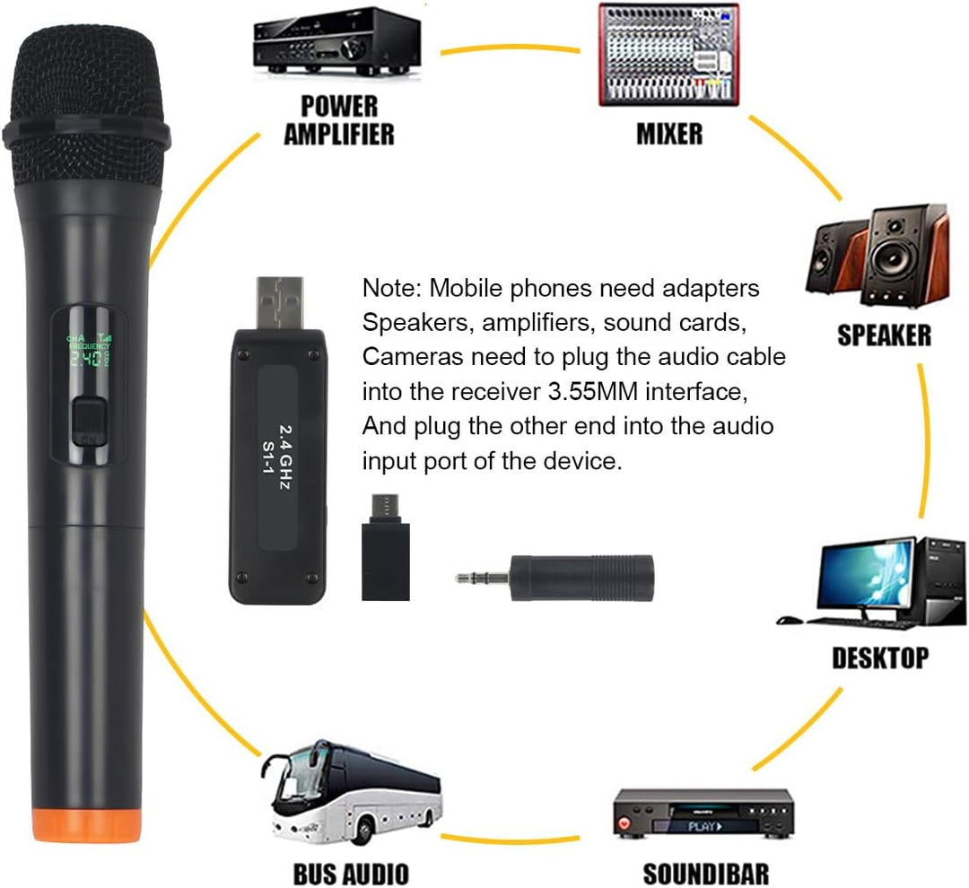 K1 Professional USB Mikrofon-Sets Wireless 2 Handheld VHF 230-250 MHz Mikrofonsystem 100 m Entfernun