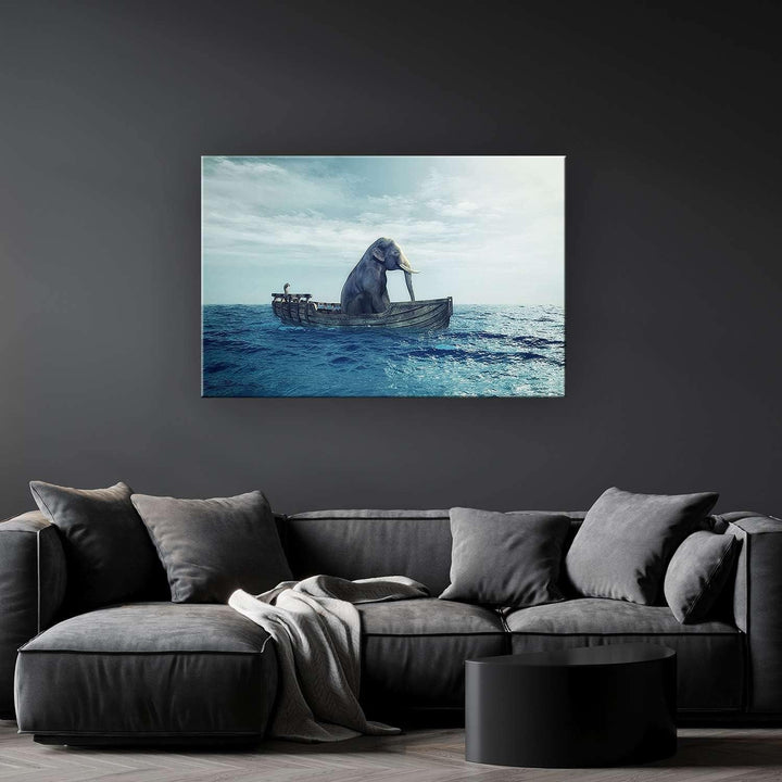 Startonight Bilder Einsamer Elefant auf dem Ozean - Leinwandbilder Moderne Kunst - Tiere Wanddeko Ku