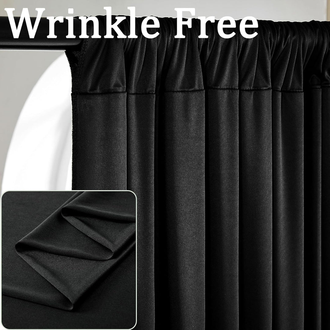 2 Stücke 1,5×2,15cm Schwarz Hintergrund Vorhänge für Hochzeit Party 100% Polyester Falten freie Weis