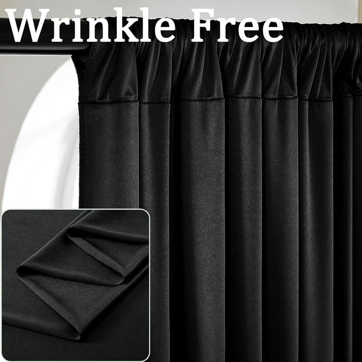 2 Stücke 1,5×2,15cm Schwarz Hintergrund Vorhänge für Hochzeit Party 100% Polyester Falten freie Weis