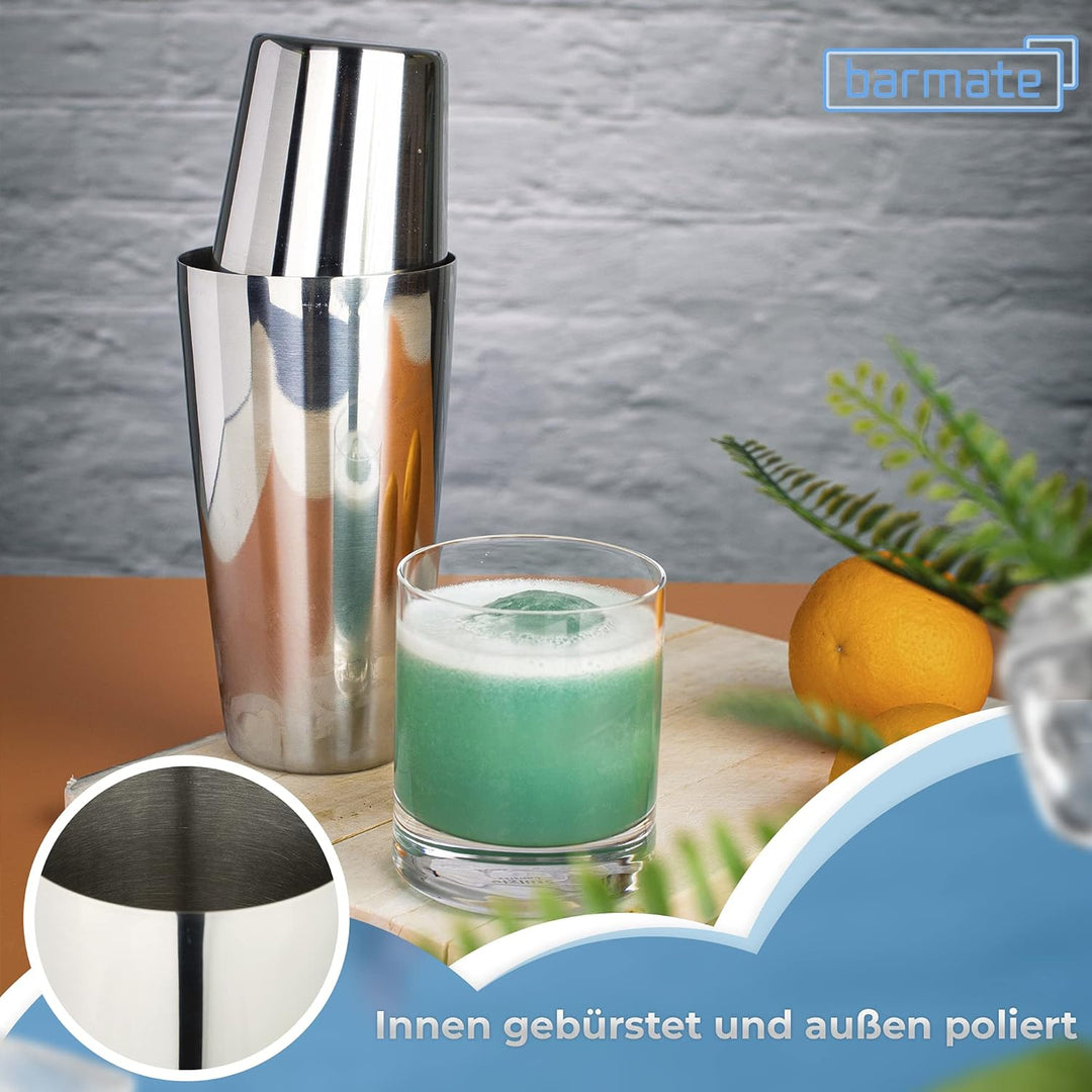 barmate Cocktail Shaker aus Edelstahl, Profi Boston Shaker, hochwertiges Barzubehör, 2-teilig 750ml